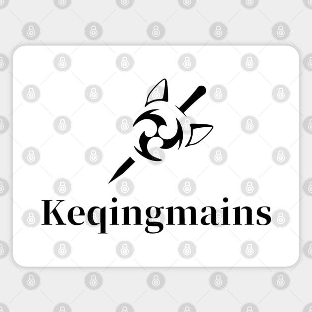 Keqing mains fan art for who mains Keqing with electro cat sword icon in black gift Magnet by FOGSJ